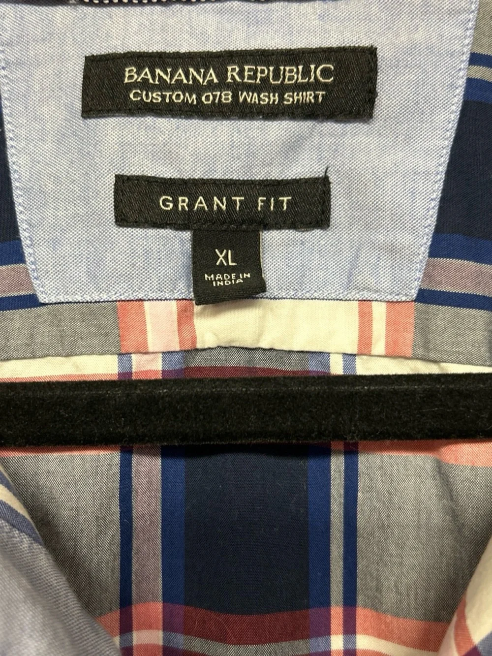 Banana Republic Plaid Button-Down Shirt in Navy, White & Red